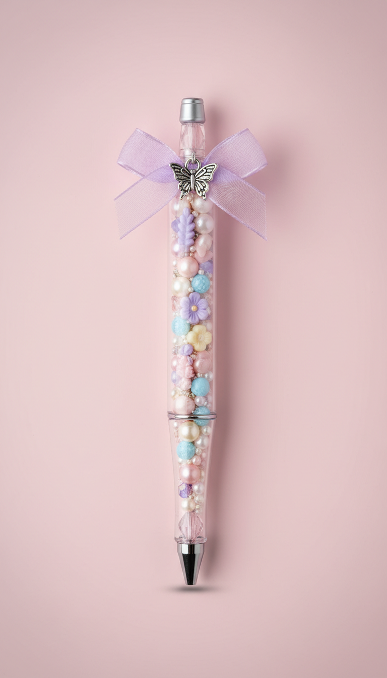Lavender Floral Dream Beaded Pen