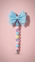 Sky Blue Sparkle Bow Beaded Pen
