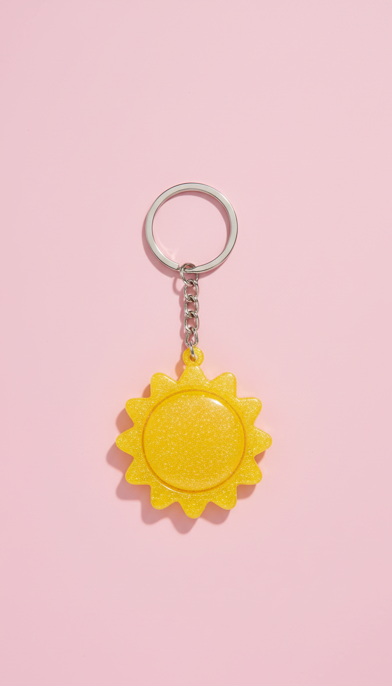Sunny yellow sparkle charm keychain