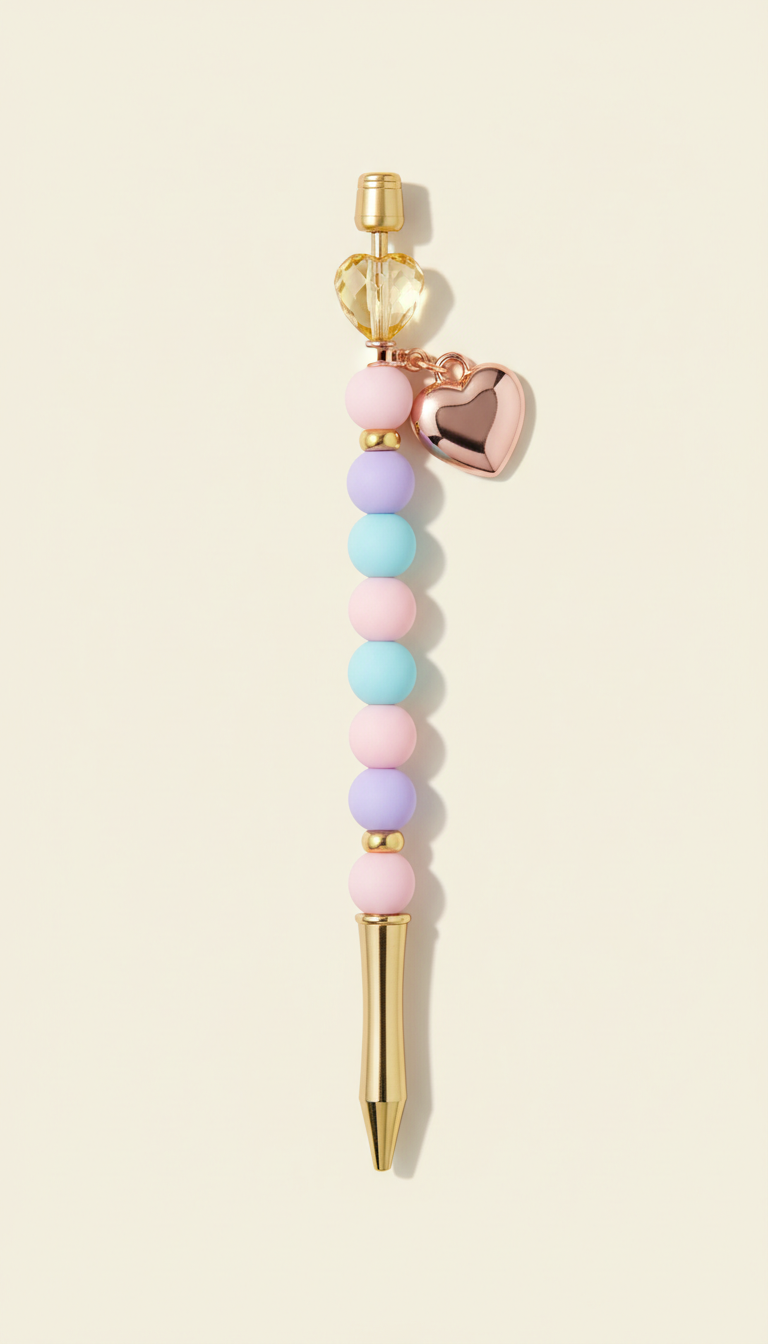 Heart charm beaded pen